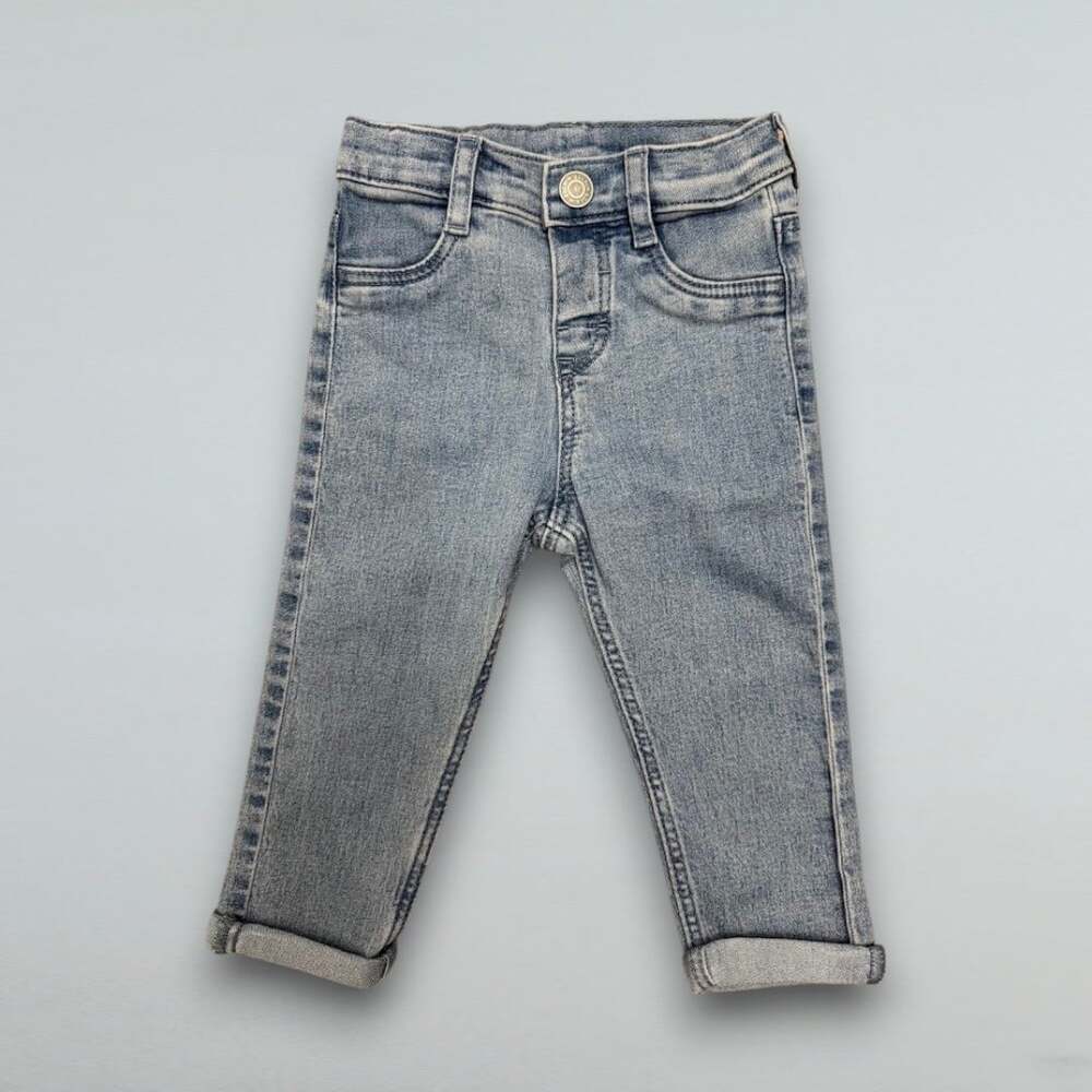 Light Wash Skinny Stretch Jeans Cuffed Hem Baby 12M